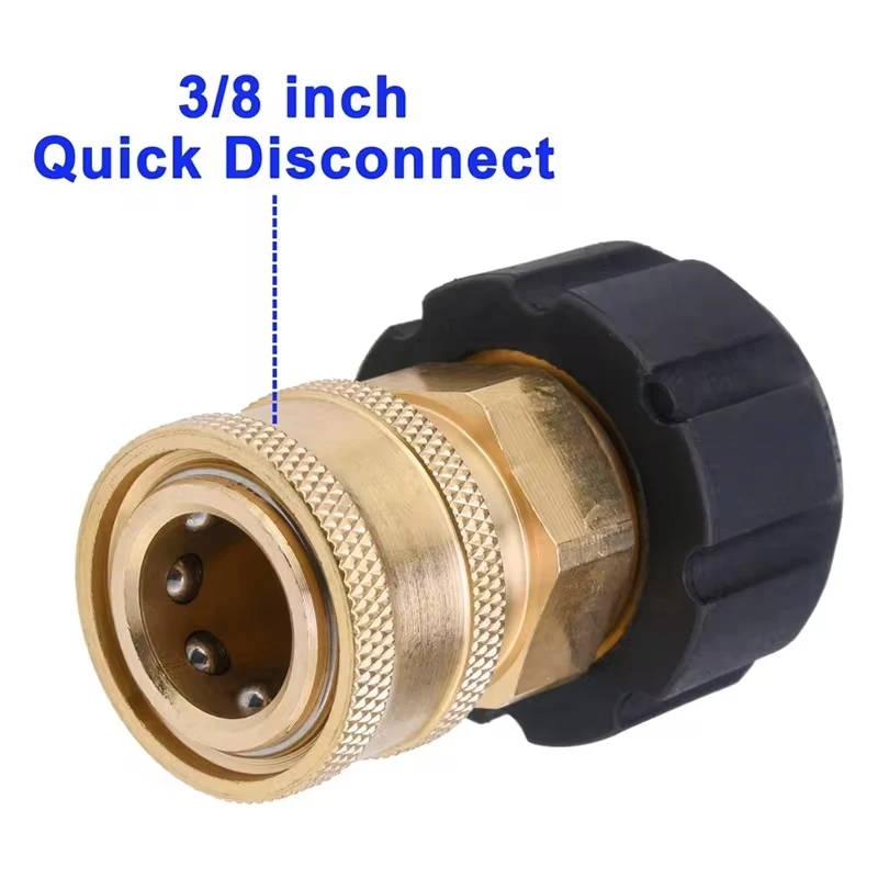 Tool Pressure Washer Adapter Set M22 to 3/8 Quick Connect for Pressure Washer Hose M22 14mm/15mm to M22 Metric Fitting 5000 PSI 3