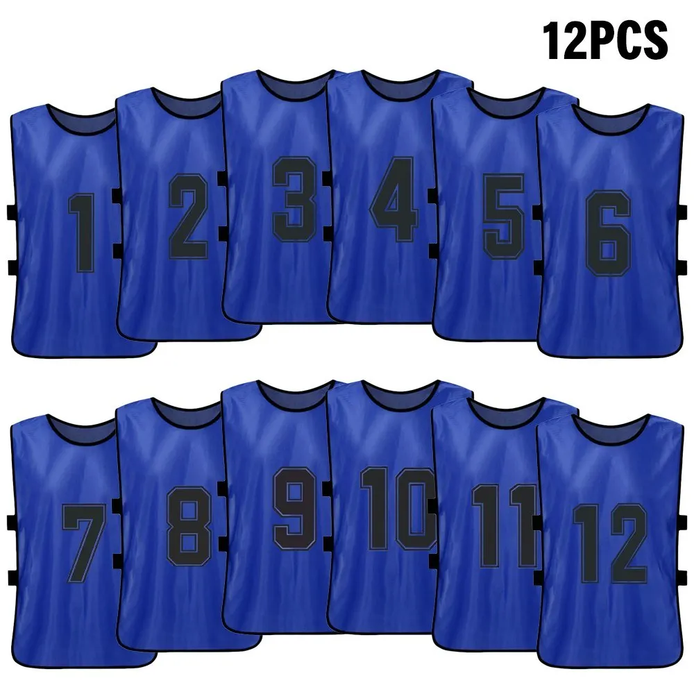 

12 PCS Kid's Football Quick Drying Soccer Jerseys Youth Sports Scrimmage Basketball Team Training Numbered Practice Sports Vest