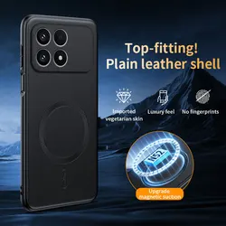 Sleek Matte Leather Magnetic Wireless Charging Case for Redmi K90ProMax (Black)