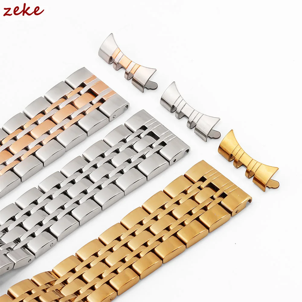 Elegant Stainless Steel Curved Butterfly Buckle Watch Band Bracelet