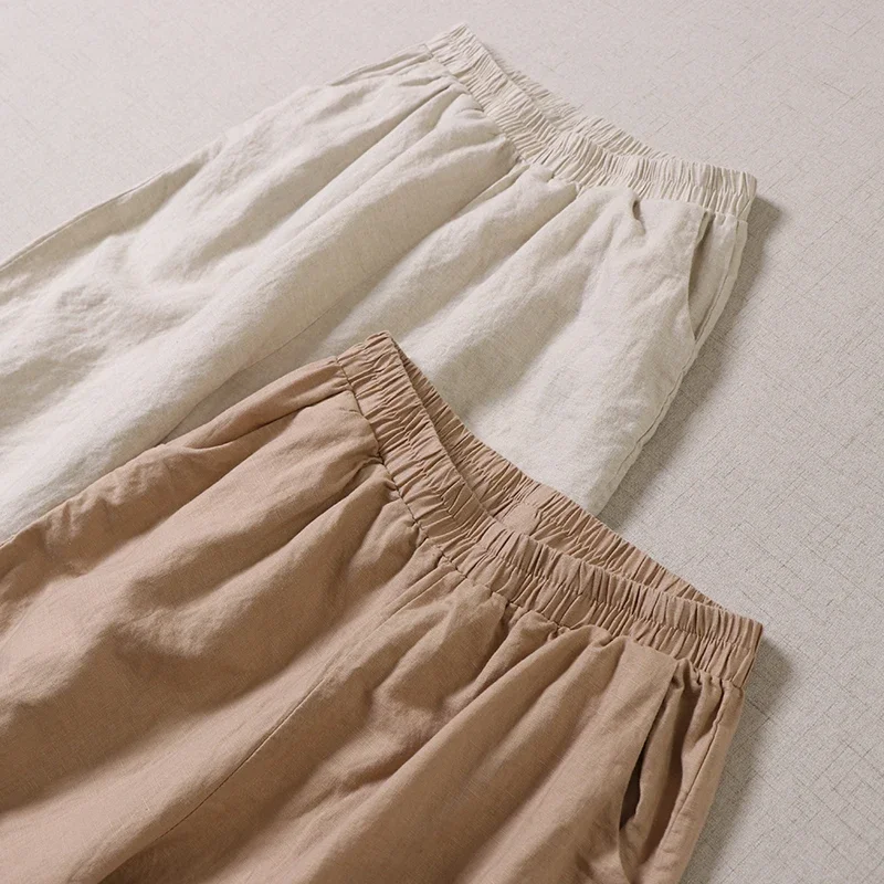 100% Cotton Linen Female Vintage Victorian Loose Bloomers Pants Prairie Old Time Retro Mori Girl Ruffled Lace Lolita Pantaloons