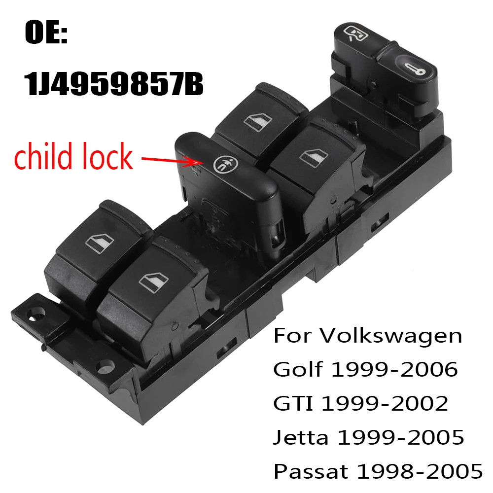 Переключатель Стеклоподъемника 1J4959857B для VW Golf Jetta Mk4 Passat B5 VR6 1998-2004