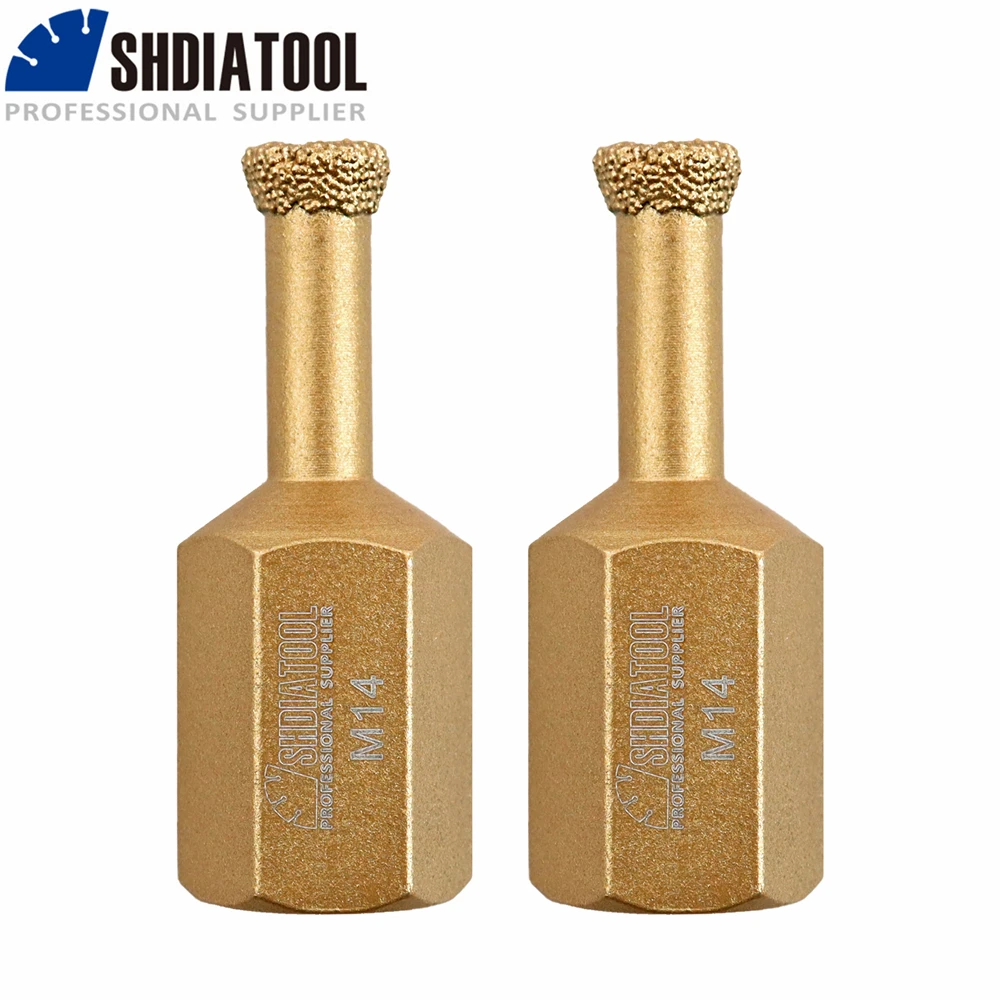 SHDIATOOL 2pcs Diamond Vacuum Brazed Core Drill Bits For Extension Opening Holes Saw M14 thread Granite Marble Concrete Ceramic shdiatool 2pcs m14 thread dia 6mm welded diamond drilling core bits wet hard granite marble drill bit stone concrete hole saw