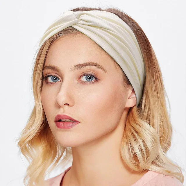 Silky Threaded Fabric Twist Headband Yoga Workout Running Sport Elastic Hair Bands for Women's Turban Hair Wrap for Girls 5