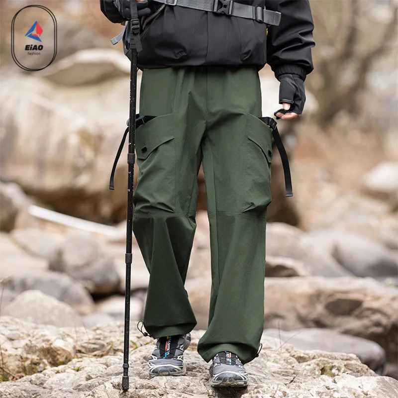 EIAO ​Men Softshell Hiking Pants Spring Summer Waterproof Mountain Style Outdoor Fishing Windproof Anti-Wrinkle Casual Trousers​