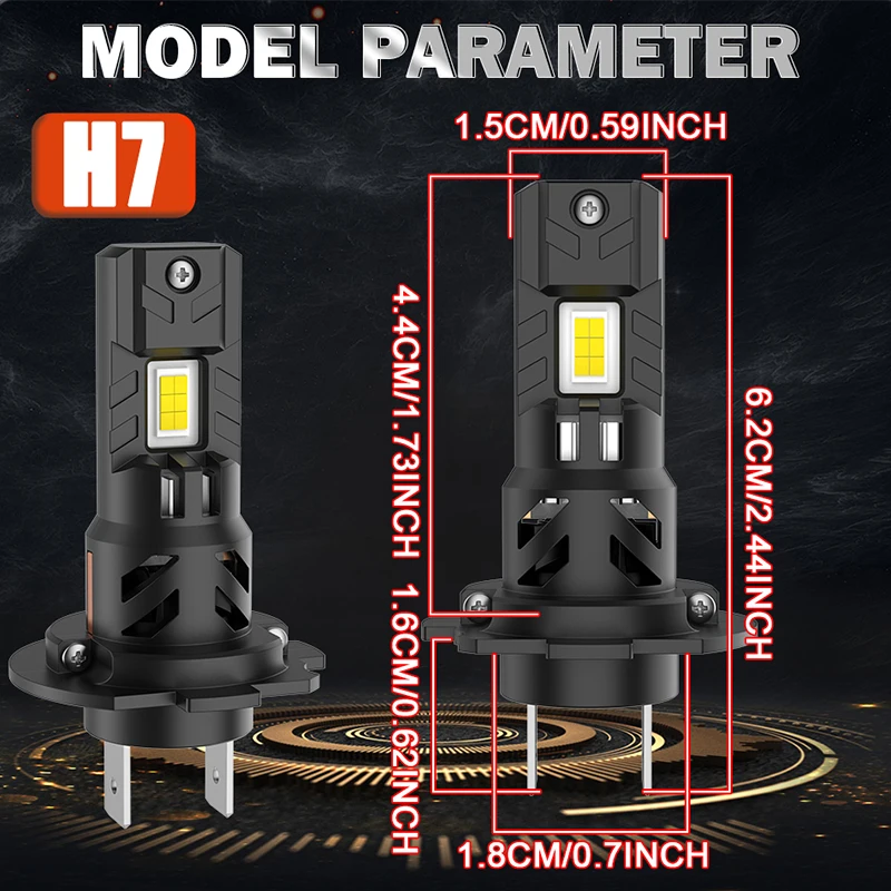 6700W H7 LED 캔버스 라이트 CSP 1:1 미니 사이즈 자동차 헤드라이트 6700000LM 초고휘도 무선 터보 H7 12V 다이오드 전구 6000K 램프 24V