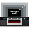 Fireplace TV Stand with 36" Electric Fireplace, LED Light Entertainment Center, Modern Wood Texture Entertainment Stand 4