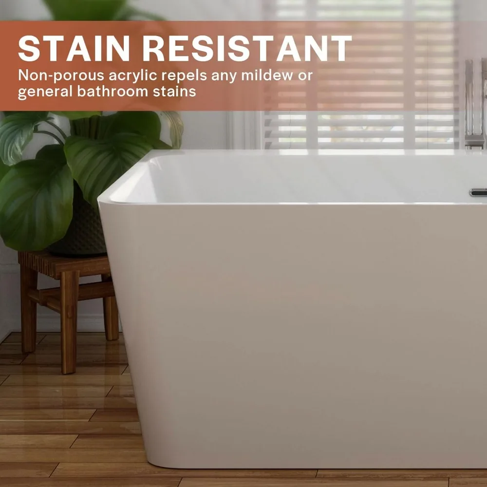 67" Luxury Acrylic Soaking SPA Tub Modern Bathtubs Model 67FT1516, White Bathtubs 4