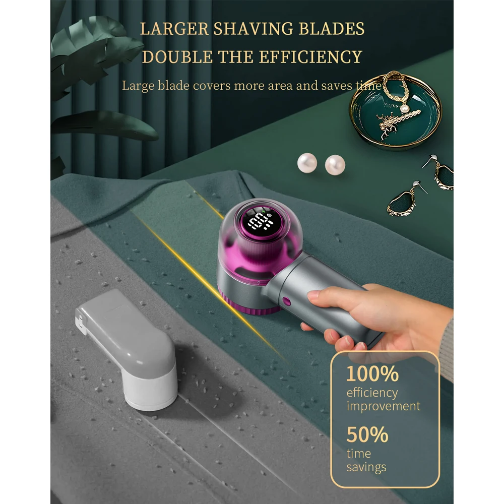 coldSky Lint Remover Sweater Shaver with Digital Display 3 Speed Lint Shaver 6-Leaf Blades Lint Remover for Clothes Sofa Bedding 4