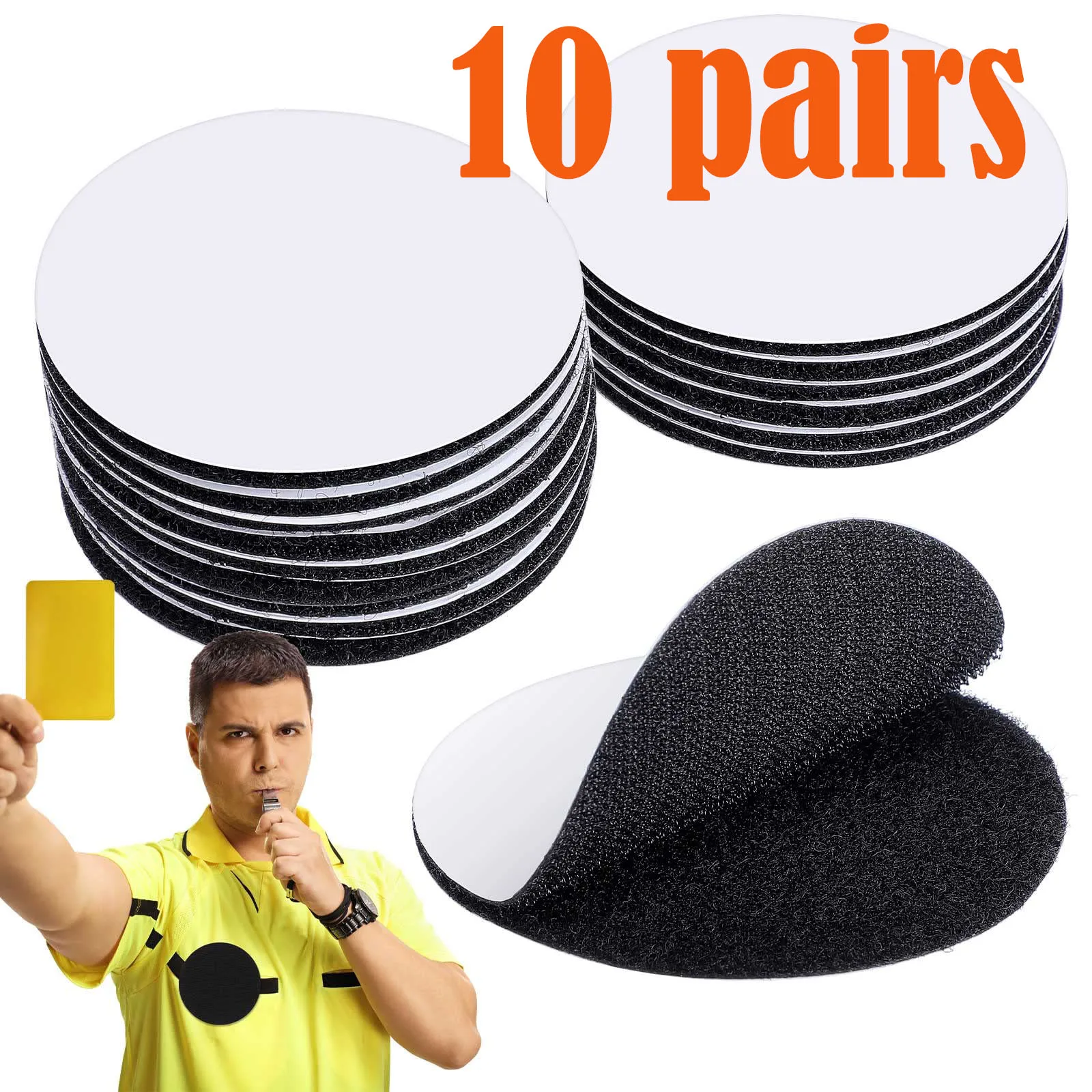10/5Pcs Referee Patch Hook and Loop Dots Self Sticky Circle Hook and Loop Adhesive Tape Double Sided Fastener