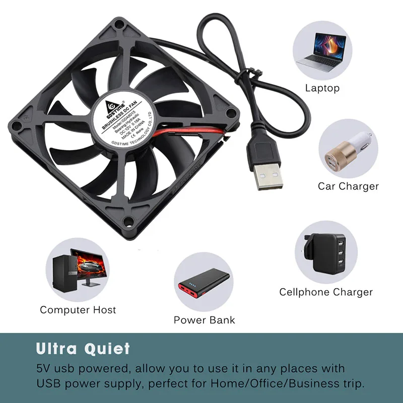 Gdstime-ventilador axial, 2 pinos, 8cm, dc, 12v,