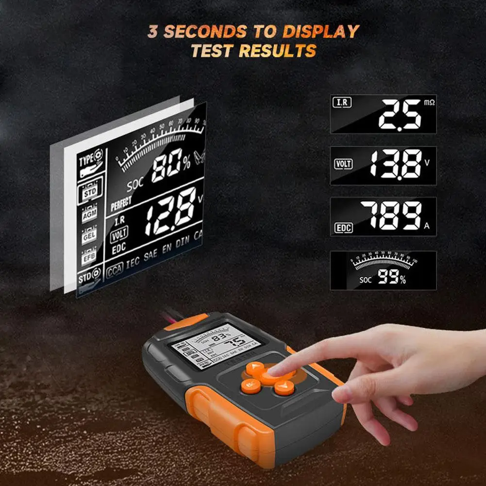 12V 24V 자동차 배터리 테스터 LCD 디지털 차량 크랭킹 충전 스캐너 진단 배터리 측정 분석기