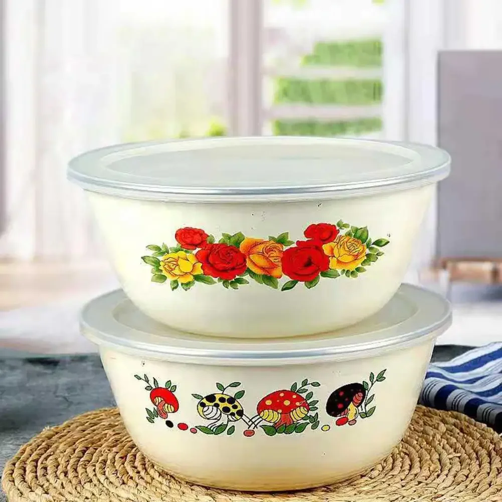 Cuenco De Esmalte Retro - Ideal Para Sopas, Ensaladas Y Mezclas, Resistente Y Fácil De Limpiar