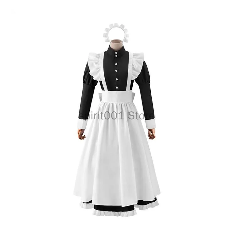 Anime Maid Dress Men Cosplay Costumes Gothic Long Black White Apron Housekeeper Male Chef Lolita Collection Girls Maid Uniform