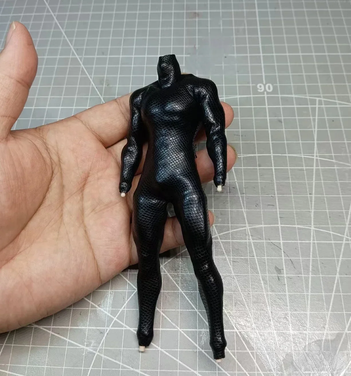 Black Tight Scaled Jumpsuit Model 1/12 Scale for 6'' RomankeyxCOWL
