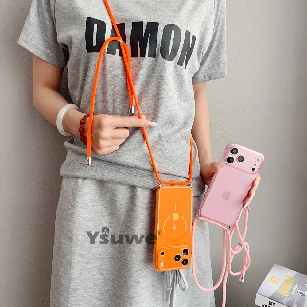 Crystal Clear Crossbody Necklace Lanyard Phone Case with Transparent Strap