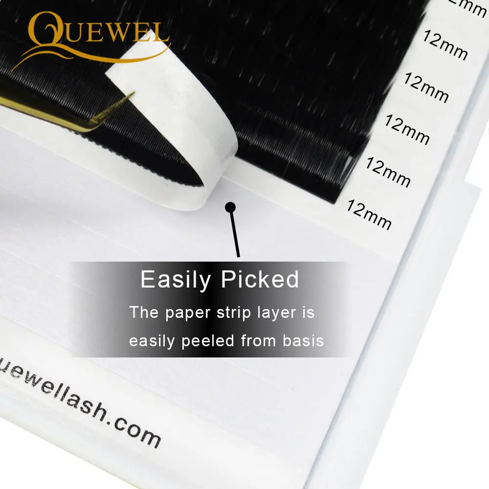 Quewel Individual False Eyelash Length 8-18mm Faux Natural Eyelashes Matte Black Curl Lashes Comfort Thick Soft High Quality