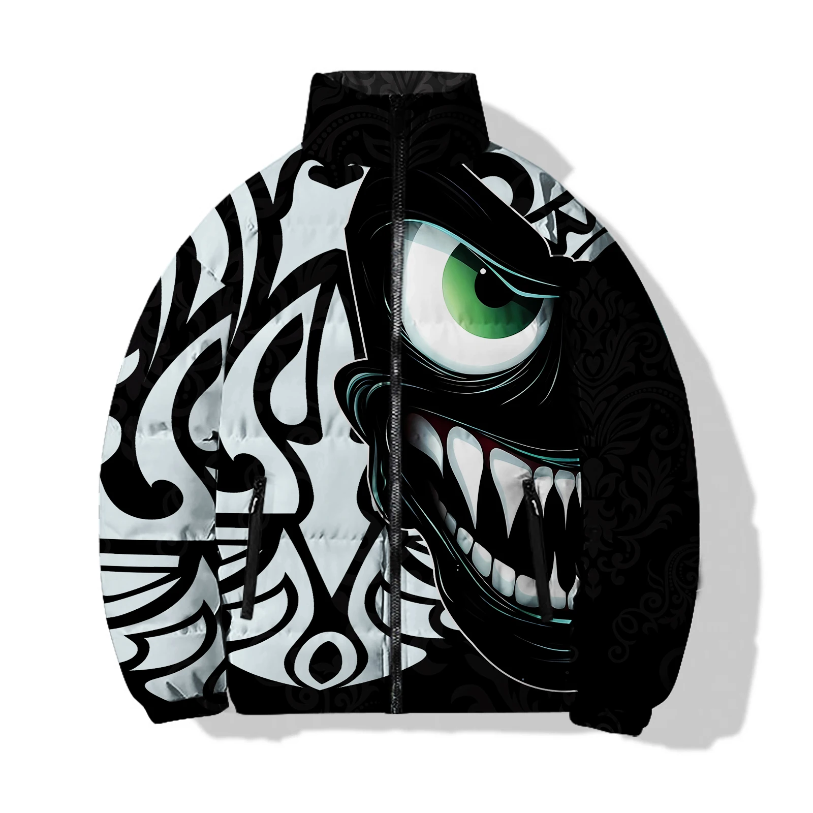 thumbnail image 1 of Abrigo moderno acolchado de demonio para hombre, abrigo de invierno para hombre del infierno, abrigo aterrador, nuevo en abrigos, chaquetas de plumas para hombre 2024, moda, duradero, fresco, mueca cá, 1 of 5