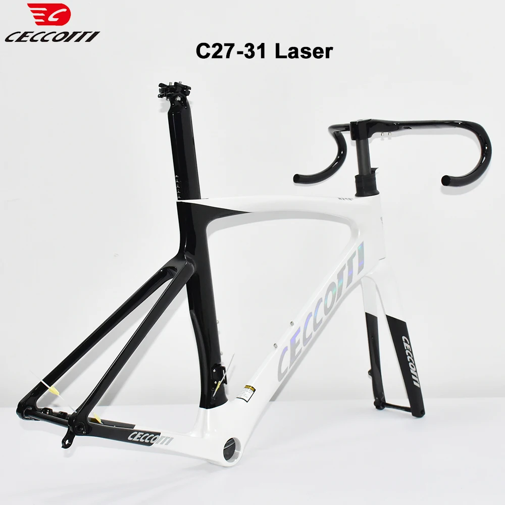 CECCOTTI RF27 Model Laser Carbon Bicycle Frame Handlebar T47BB Disc Brake Full Internal Cable Road Bike Frame
