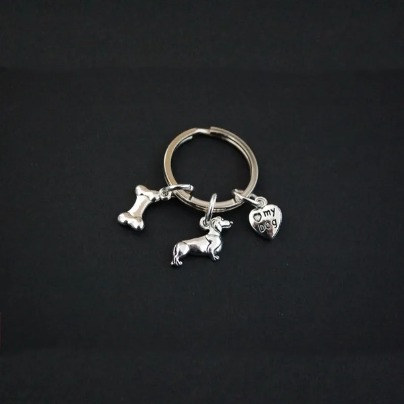 Cute Bones Bassotto Heart Love My Dog Portachiavi Portachiavi Regalo Per Boy Girl Children Man Jewelry New Fashion