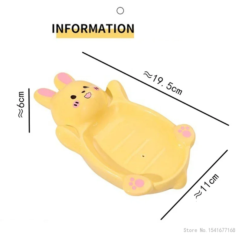 Cute Bunny Shaped Ceramic Drain Soap Box, Creative Light, Luxury, Kitchen, Bathroom Accessories, Soap Dish Storage Box, 1Pc