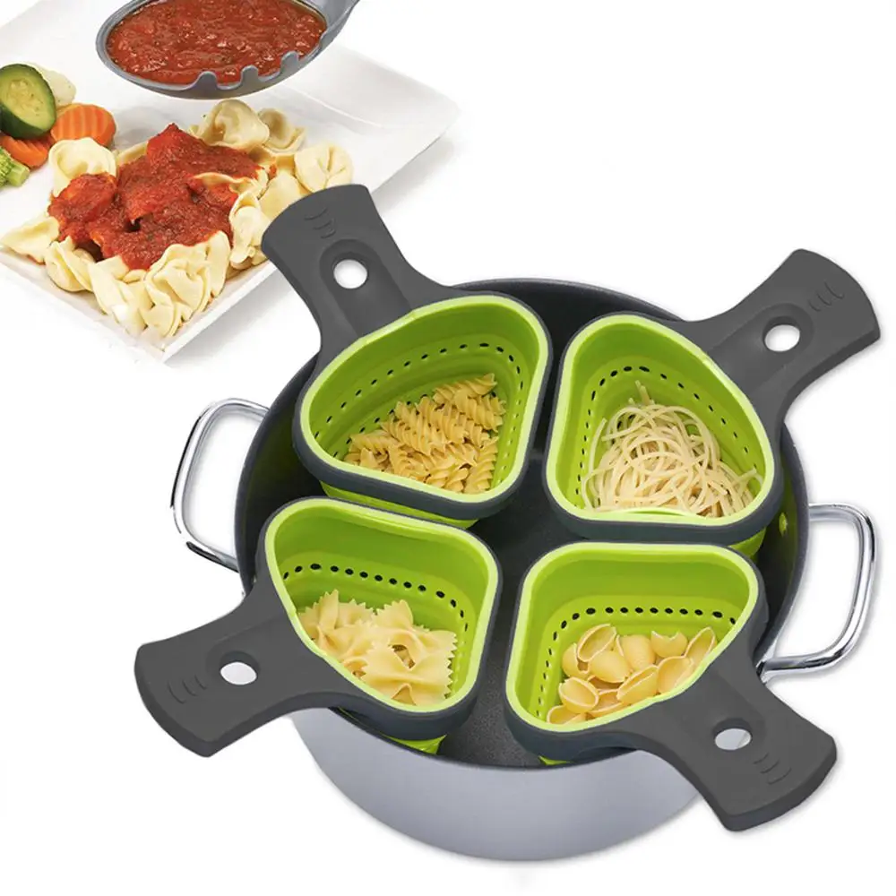 Kitchen Strainer Silicone Pasta Tools Foldable Colander Strainers Kitchen Strainer Spaghetti Net Cooker Basket Colander Kitchen Baking Pasta Tool