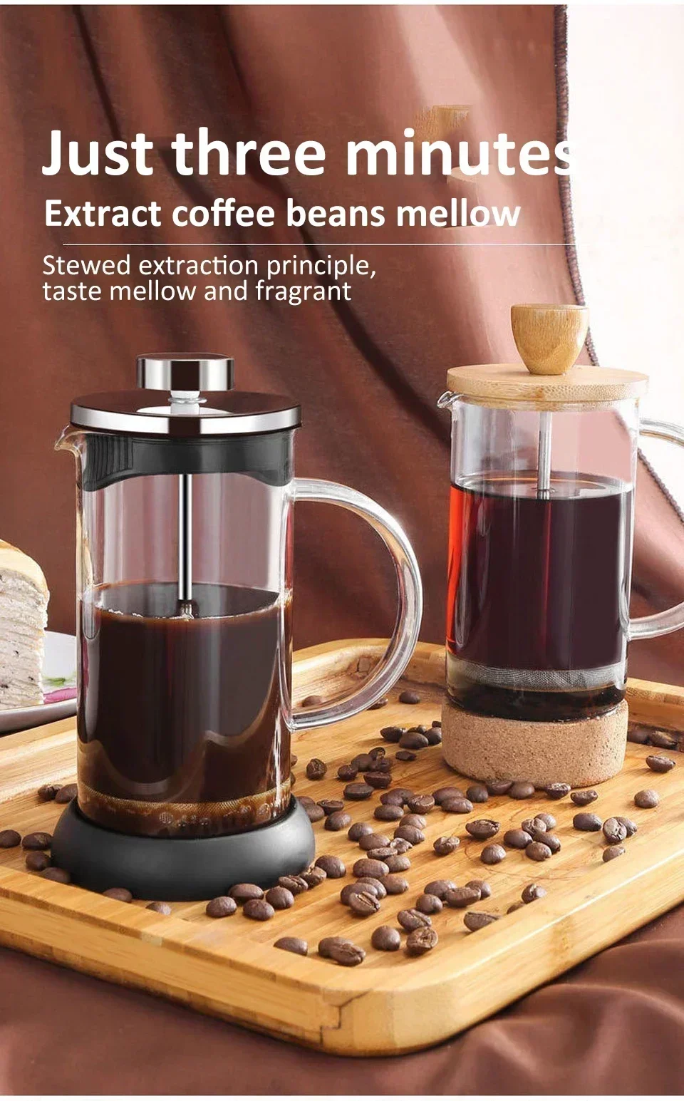 Description Picture 6 of item350-1000ml Stainless Steel Glass Coffee Maker French Press Coffee Pot Heat Resistant Borosilicate Glass Tea Pot Kitchen Tools
