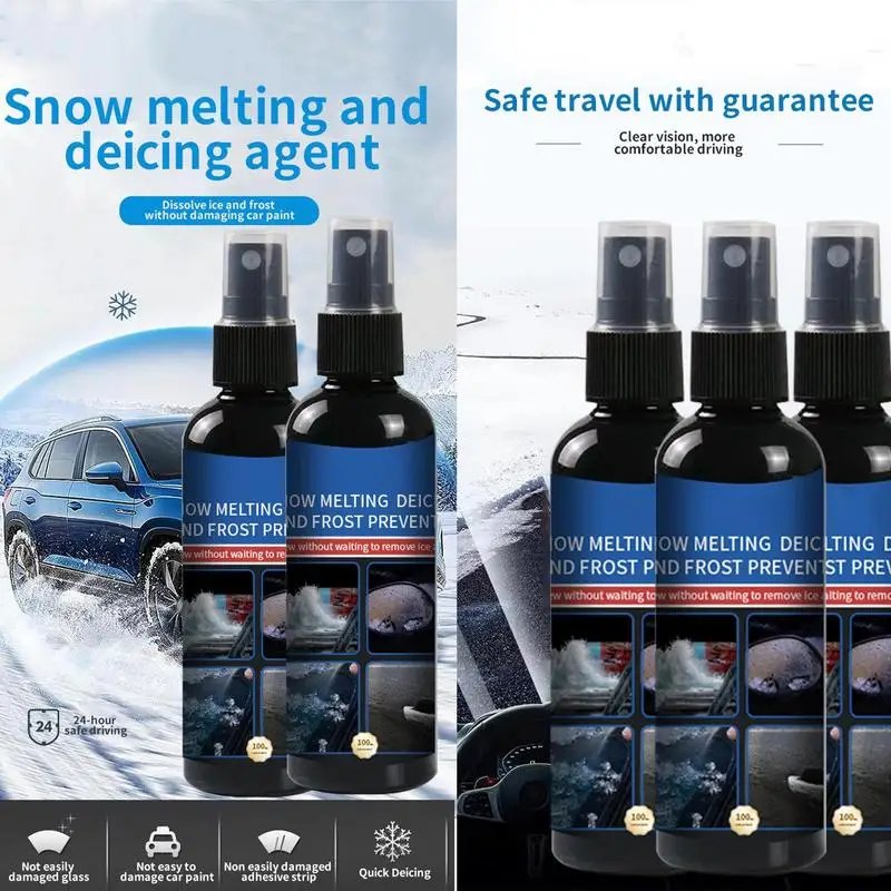 De Icer For Car Windshield Ice Melt Spray 100ml Fast Ice & Snow Melting Spray Defrosting Anti Frost Deicer For