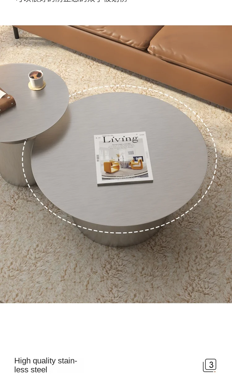 Description Picture 6 of itemWuli Minimalist Modern Stainless Steel Coffee Table Combination Nordic Creative Living Room Sofa Light Luxury Metal Coffee Table