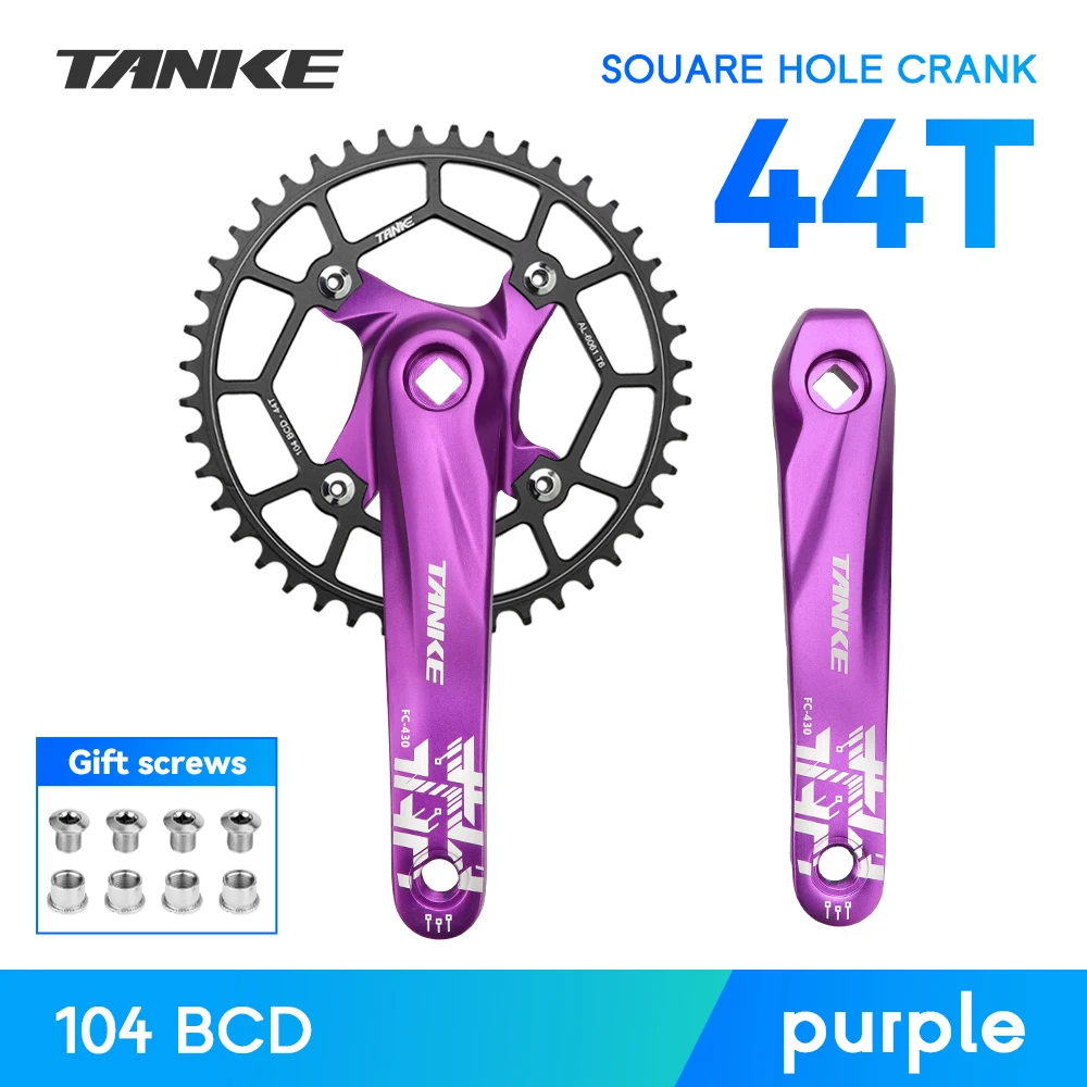 TANKE Bicycle Crank Square Hole Sprocket 104BCD 170mm Red