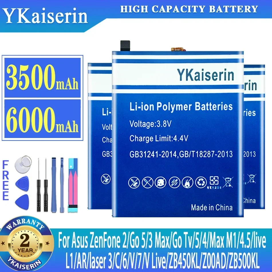 Batteria Ykaiserin Per Asus Zenfone 2/Go 5/3 Max/Go Tv/5/4/Max M1/4.5/Live L1/Ar/Laser 3/C/6/V/7/V Live/Zb450Kl/Z00Ad/Zb500Kl