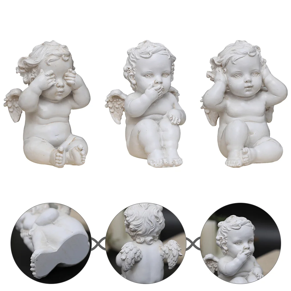 Cherubs Angels Statue Little Angel Sculpture Wise Figurine See No Evil Angels Mediting Angel Statue Cupido Angel
