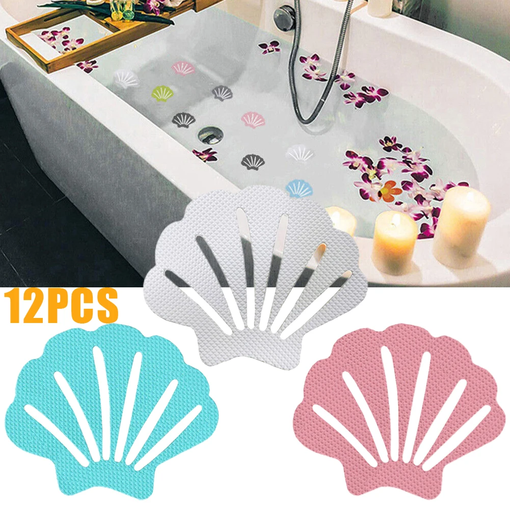 Anti Slip Stickers 12pcs Shell Shape Anti Slip Stickers Anti Slip Bath Grip Stickers Shower Strips Pad Waterproof Adhesive Floor Safety Tape