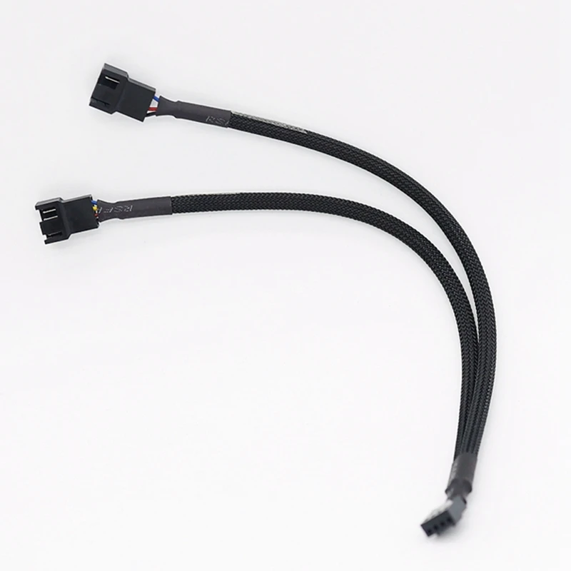 3X 1 To 2 Way Braided Cable Y Splitter 3/4 Pin PWM Male Connector Fan Computer PC Fan Extension Adapter Cable