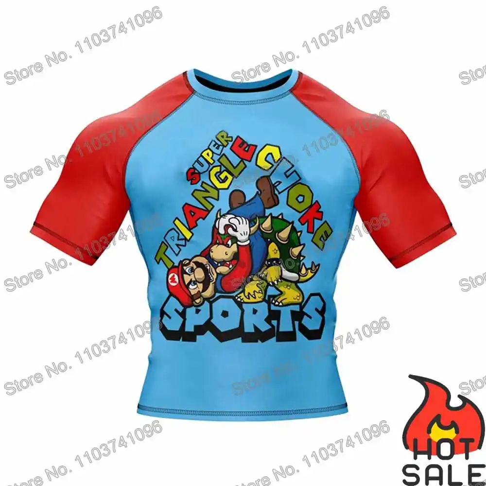 Super Triangle Choke Surf Clothing BJJ MMA Men Rash Guard Short Sleeve Diving T-Shirt Tight Swimwear Summer Beach Floatsuit GYM