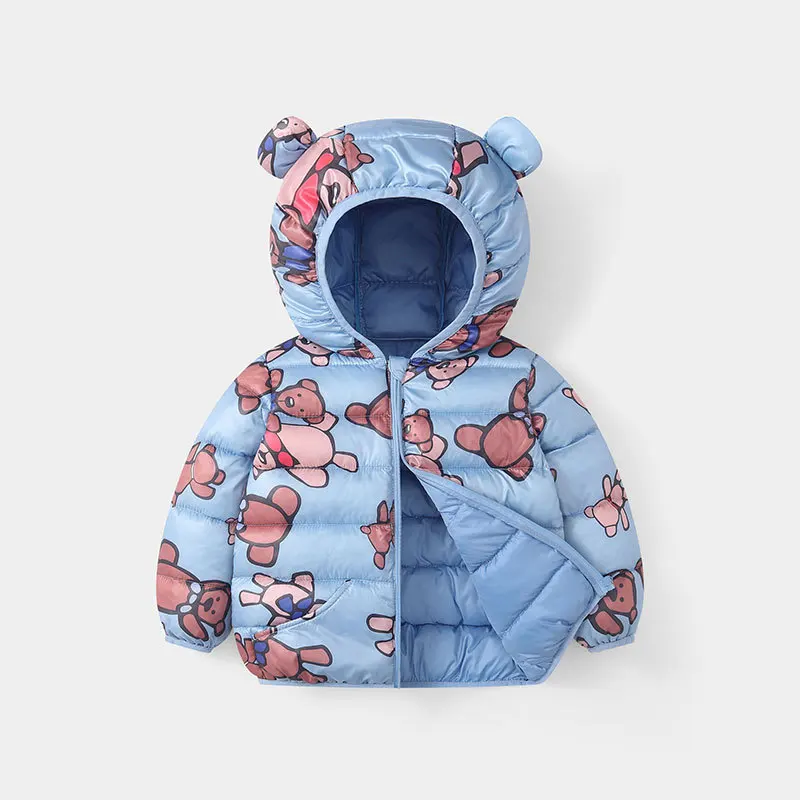 Girls Winter Coat Boy kids Girls Cotton-padded Jacket Character Pattern Baby Hooded Jacket Children Down