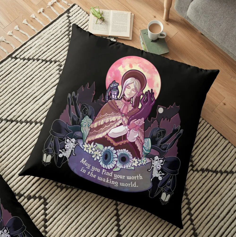 

Find Your Worth in the Waking World Floor Pillow Custom Cushion Photo