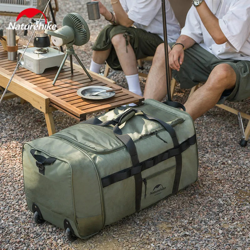 Naturehike 88L Folding Travel Luggage Bag Outdoor High-Capacity Wear-Resisting Camping Equipment Storage Pull Rod Wheel Bag