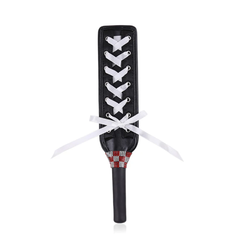 36cm Lace Up Paddle Riding Crops Flogger Horsewhips Spikes Leather Spanking Paddle Slapper Riding Spurs 2