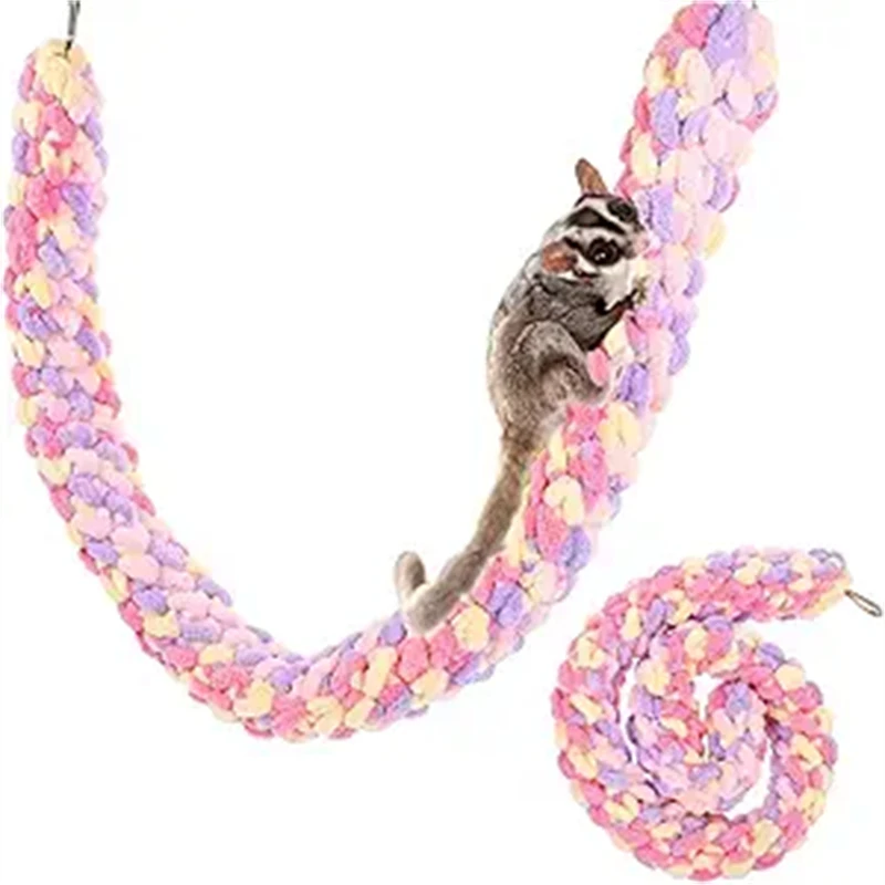Sugar Glider Climbing Rope Thick Soft Hamster Swing Rope Braided with Hanging Lock Buckle Hanging Rat Toy Guinea Parrot Parrot Toy Bird Toy Bird Swing Toy Small Pet Ladder Toy