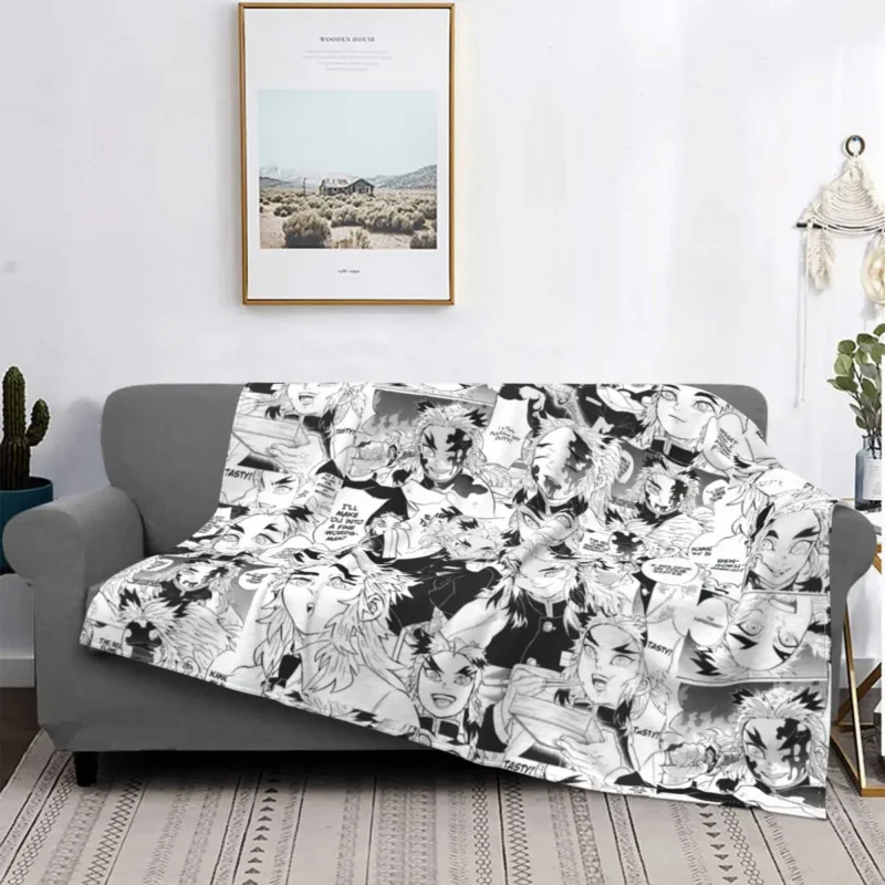 

Rengoku Aniki Collage Demon Slayer Blankets Coral Fleece Plush Print Anime Breathable Warm Throw Blanket for Bedding Office