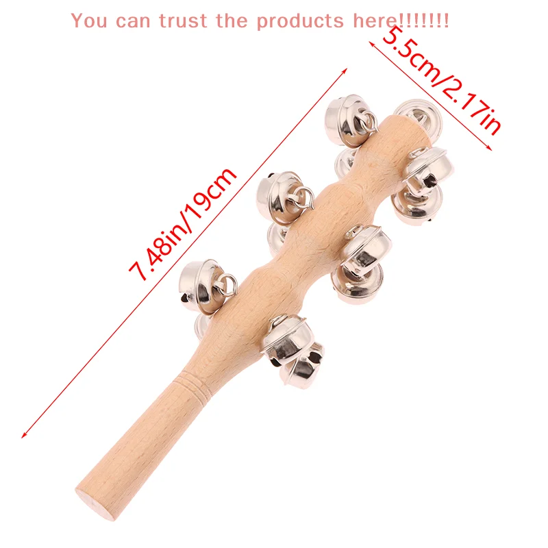 1Pc Early Education Handbell Kindergarten Teaching Aids Wooden Rattle Children Discussion Musical Instrument Toys For Party Kids