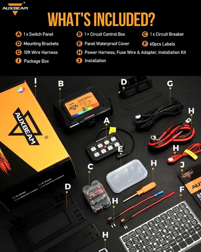 Panneau De Commande 6 Interrupteurs Bluetooth 12V/24V - Étant IP65 - Relais 60A - Rétroéclairage RVB Personnalisable