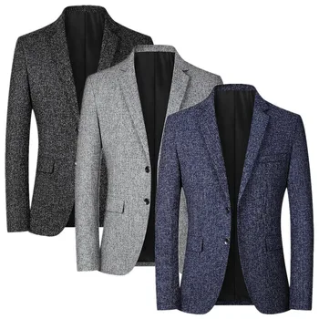 Nuovi uomini d'affari vestito sociale giacca slim fit nero / blu scuro / grigio moda semplice homme matrimonio ballo di fine anno vestito da partito blazer cappotti 1