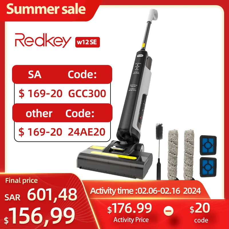 24Ae20 (169-20$）Redkey W12 Se Aspirapolvere A Secco Senza Fili Aspirapolvere Senza Fili Intelligente Multi-Superficie Lavapavimenti Autopulente E Asci