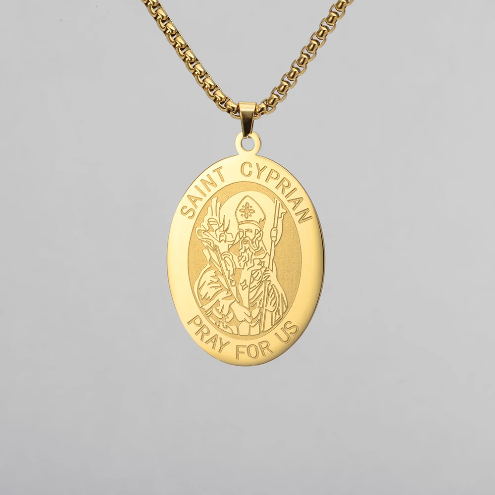 Dawapara Halskette mit heiliger cyprianischer Medaille, kraftvolle Gebete und Zauberei, Michaelmas, katholisches Amulett, Edelstahlschmuck – Detail 14