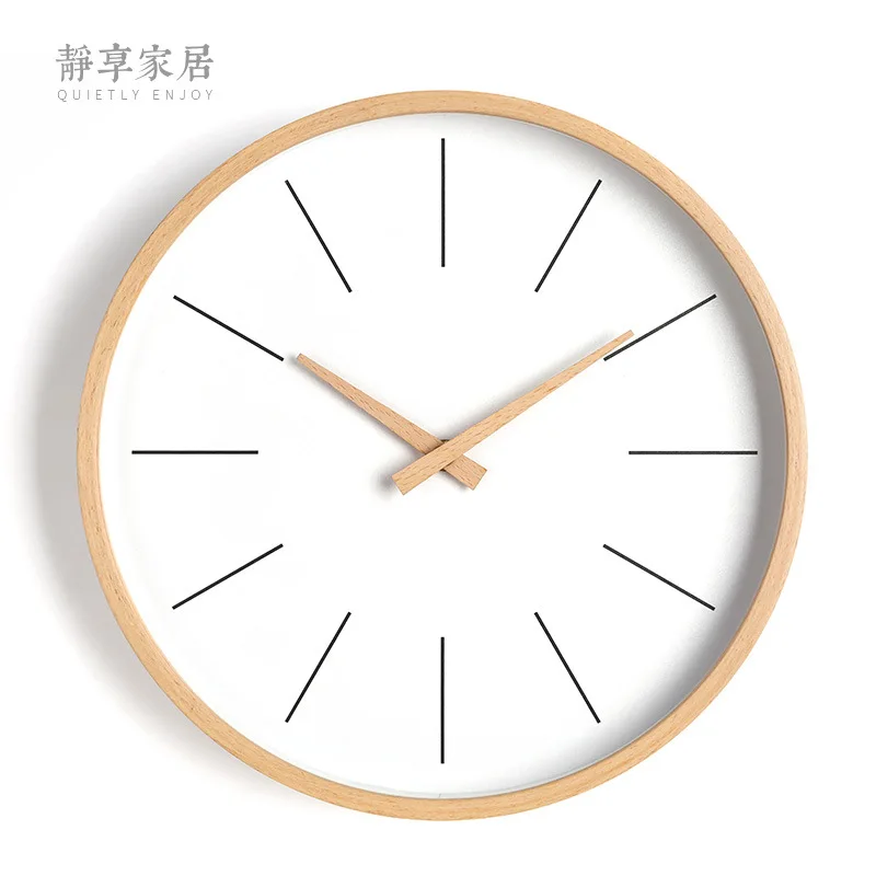 Large Soild Wood Wall Clock Silent Wall Watches A  