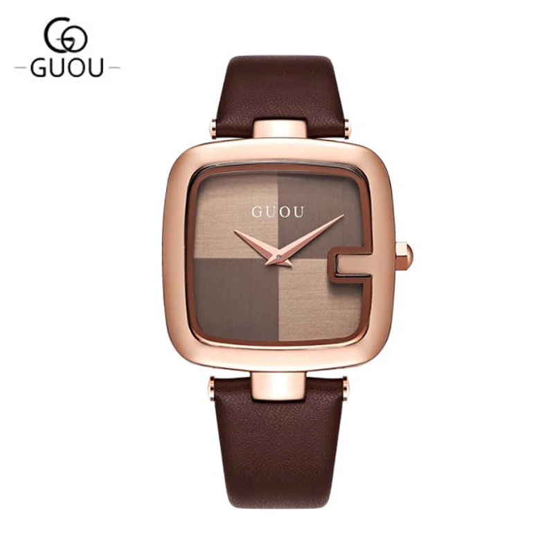 Guou Top Brand Women's Watches 2022 Square Fashion Zegarek Damski