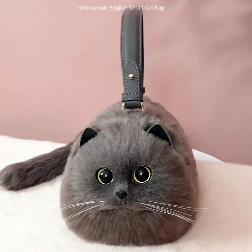 Sac à bandoulière Design féminin, petit sac messager pour homme, polyvalent, fait à la main, en peluche, chat mignon, automne et hiver 1