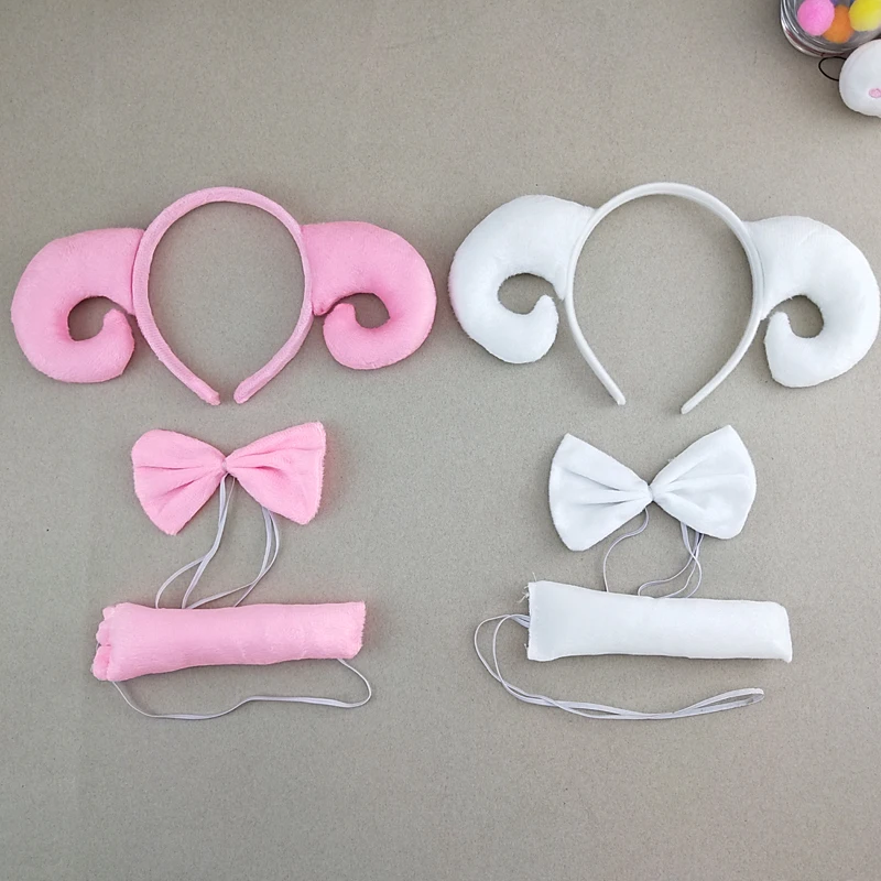 Women Girl Kids Goat Sheep Headband Tail Tie Skirt Tutu Animal Party Birthday Halloween Costume Cosplay